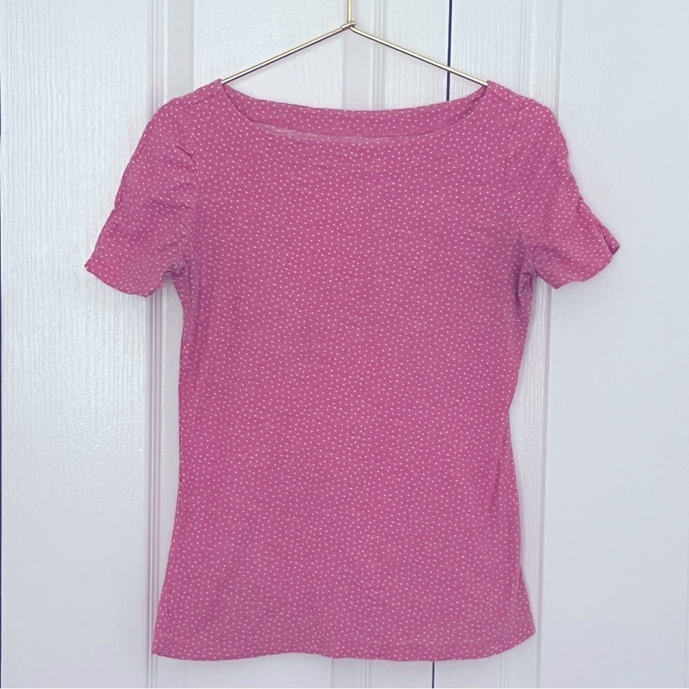 Lilly Pulitzer Pink Polka Dot Fitted Ruched Short Sleeve T-Shirt Size XS